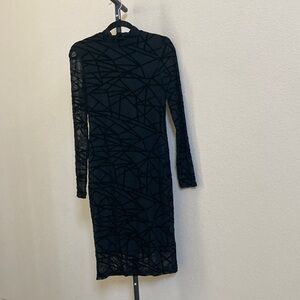 Elegant Black Geometric Pattern Dress